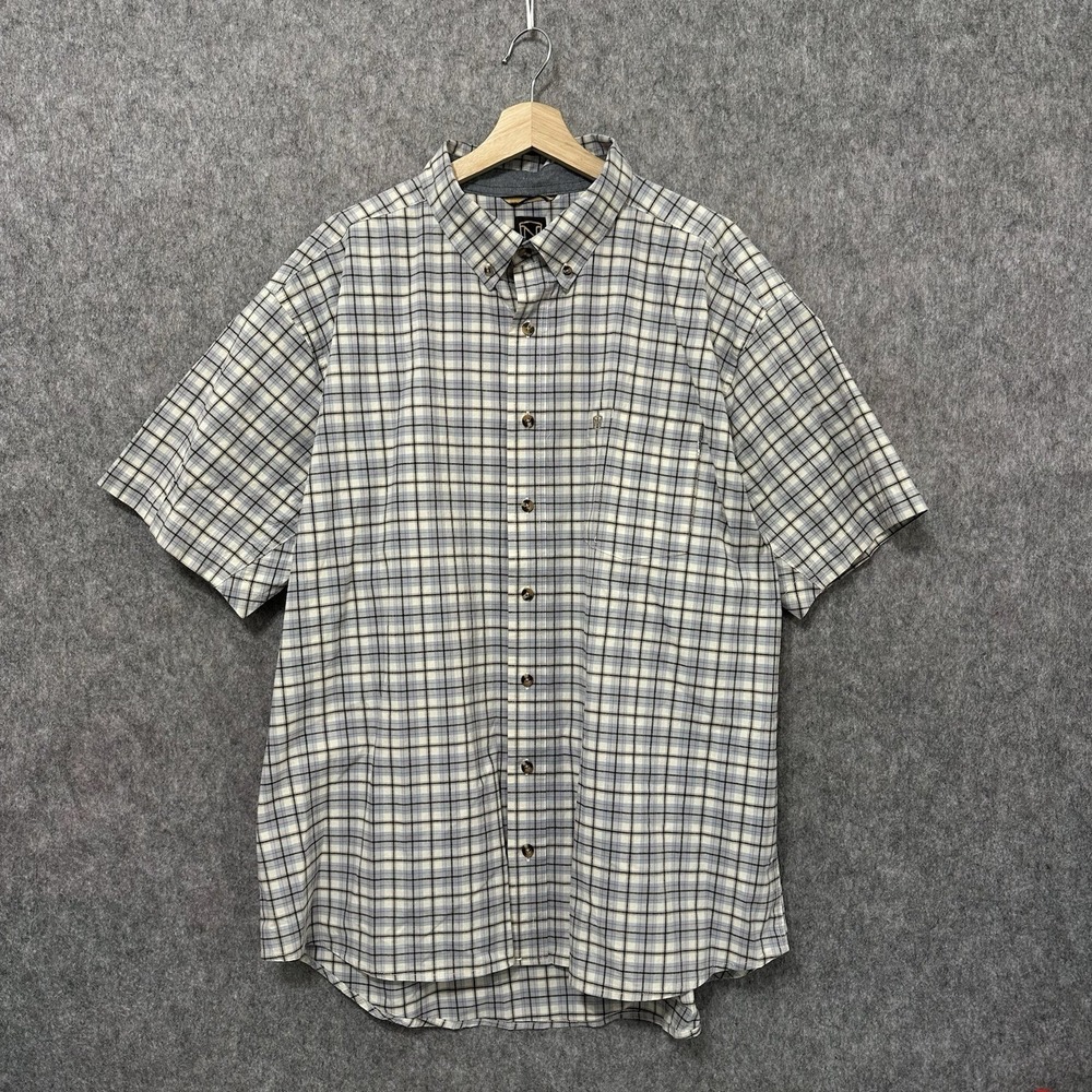 Noble Outfitters‎ Men's Plaid Button Up Short Sleeve Shirt Blue XXL Regular